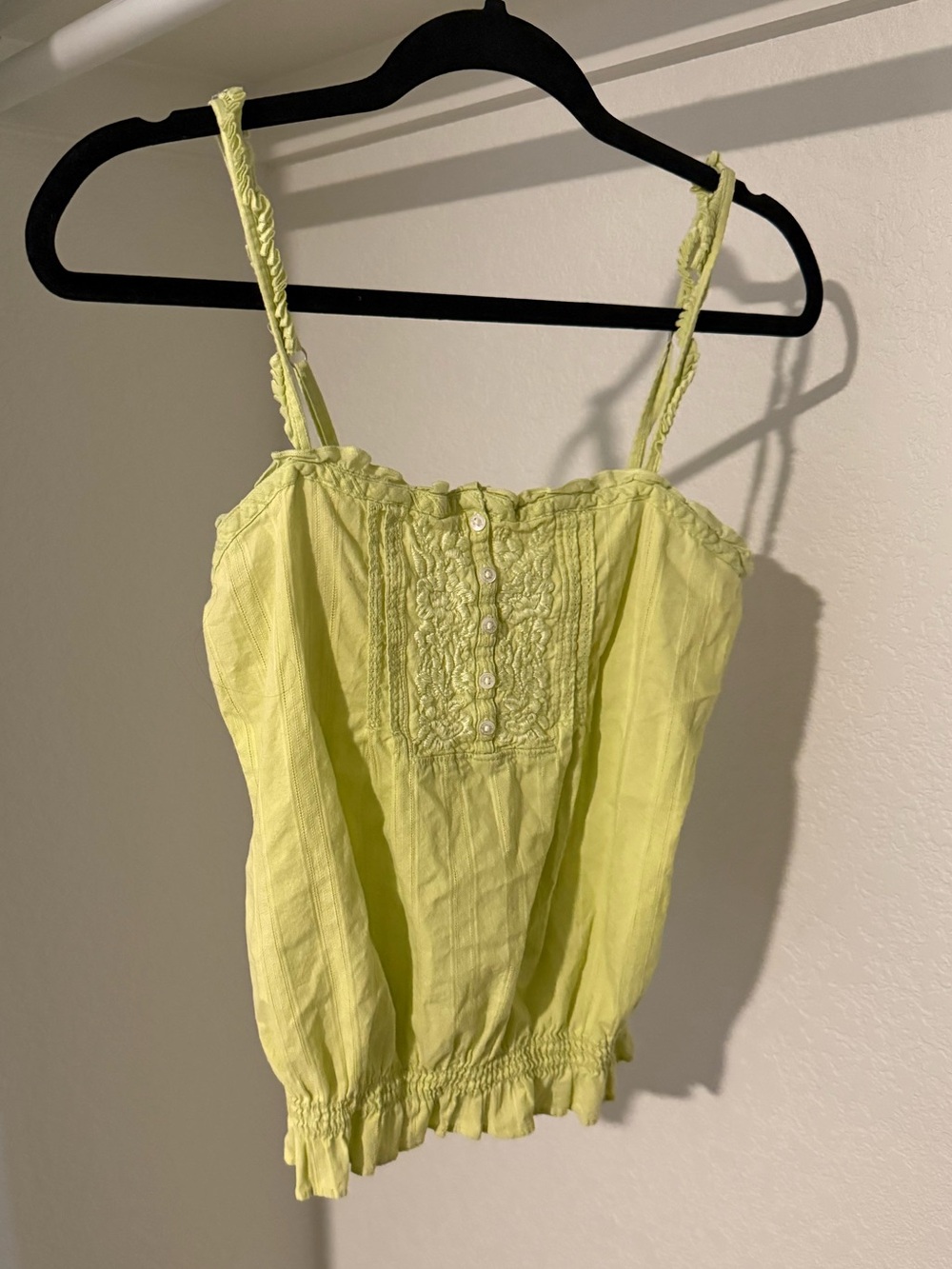 Abercrombie & Fitch Lemon-Green Crochet Front Cami